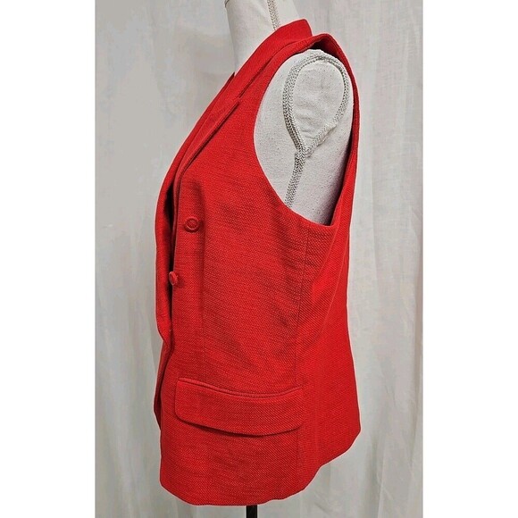 White House Black Market WHBM Textured Tweed Studio Vest Blazer Red Size 18 NWT - Picture 5 of 11